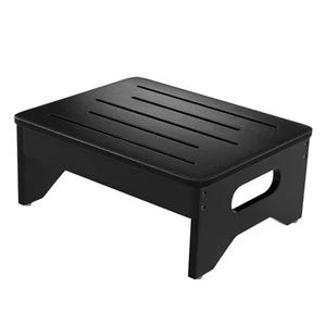 Wooden Step Stool for Adults & Kids, Non-Slip Rubber Feet, 6.5 Inch High, Black - Picture 1 of 7