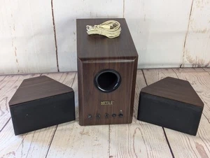 Vintage Nicole Speakers & Subwoofer For PC Quality Sound Computer Speakers Wood - Afbeelding 1 van 5