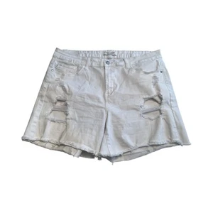 Judy blau Damen weiß Denim Bauch Kontrolle ausgefranst Distressed Shorts Größe 2XL - Bild 1 von 4