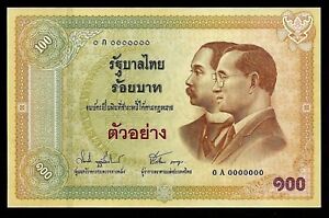 THAILAND 100 BAHT P-110 2002 Specimen COMMEMORATIVE UNC KING BHUMIBOL MONEY NOTE