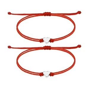 Red String Bracelet Protection Matching Heart Friendship Girls Couples Sisters - Picture 1 of 6