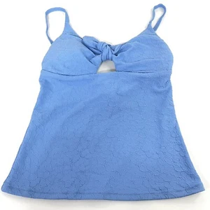 NEW Jessica Simpson Tankini Top Size Medium Solid Blue Floral No Wire - Picture 1 of 6