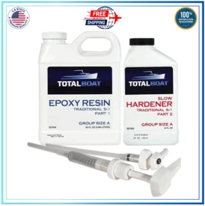5:1 Epoxy Resin Kit Quart, Slow Hardener, Marine Grade Epoxy for Fiberglass a... - Picture 1 of 7