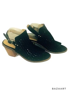 Chinese Laundry Perforated Peep-Toe Black Suede Bootie Women Size: 10 - Picture 1 of 9