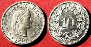 Switzerland 1983 10 Rappen KM-27 Copper-nickel aUNC #16 - US Seller - Picture 1 of 1