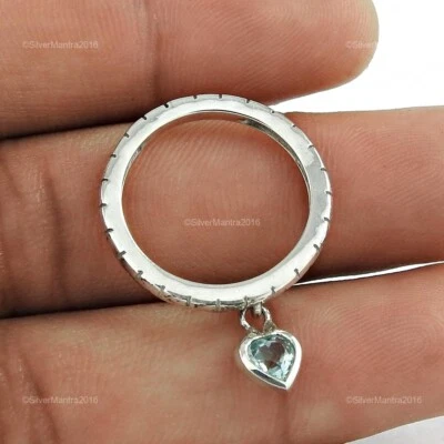 Sterlingsilber Herz Topas Edelstein November Geburt Cocktail Ehefrau Ring US 5.5 - Bild 1 von 4