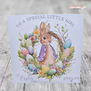 Personalised Easter Card Peter Rabbit Special Little Girl - Picture 1 of 8