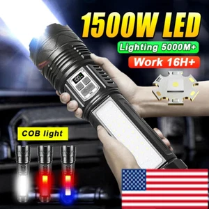 1500W Powerful Led Flashlight Type-C Rechargeable Searchlight Tactical Torch - Picture 1 of 10