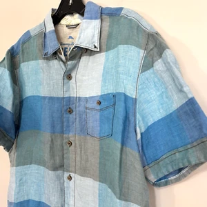 Tommy Bahama Blue Relax Island Modern Fit Short Sleeve Linen Shirt Size M - Picture 1 of 8