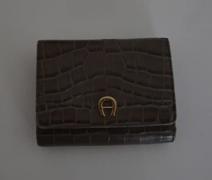 Damen Aigner Geldtasche Tasche Leder Geldbeutel Portemonnaie Geldbörse Schlamm - Bild 1 von 3