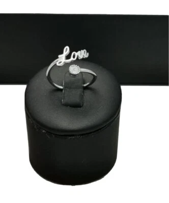 Anello donna Solitario In argento 925 sterling zircone love fascia - Immagine 1 di 4