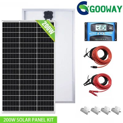 200W Mono Solar Panel Kit 12V 60A MPPT Controller for RV Van Motorhome Camping - Image 1 of 4