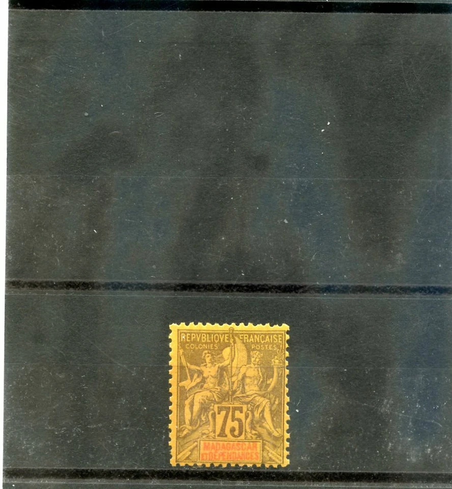 МАДАГАСКАР Sc 45 (YT 39) * F-VF LH 1896 75c фиолетовый/желтый $14 - Изображение 1 из 1