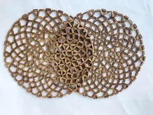 2 West Elm Runde Bambus Holz Tischsets Mid Century Modern 15" Durchmesser MCM - Bild 1 von 2