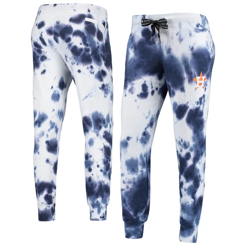 Women's DKNY Sport White/Navy Houston Astros Melody Tie-Dye Jogger Pants Cover