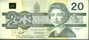 1991 Canada $20. 3 Digit Radar Banknote # EVY5465645 Signature Knight & Dodge. - Picture 1 of 2
