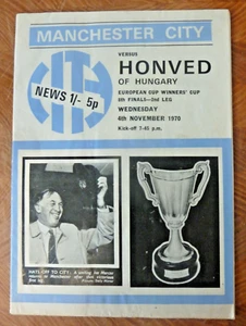 Programme Manchester City V Honved European Cup Winners Cup 4th November 1970 - Picture 1 of 2