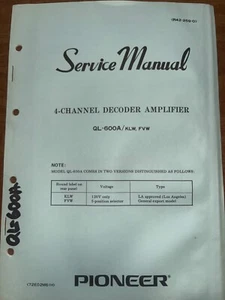 Pioneer QL-600A FVW KLW Decoder Service Manual Original - Picture 1 of 4