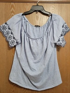 Jeanne Pierre Country Cowgirl Boho Top XL blau - Bild 1 von 4