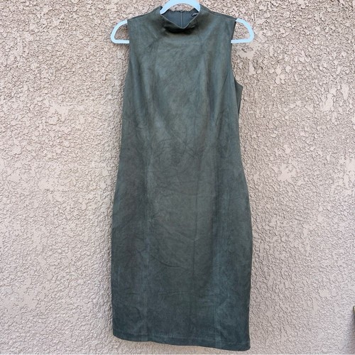 VETEMENTS Abito donna J. McLaughlin scamosciato verde senza maniche completamente foderato preppy contemporaneo