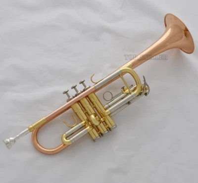 Rose Brass C Key Trumpet horn Monel valve 4.882'' Bell With Case - Image 1 of 4
