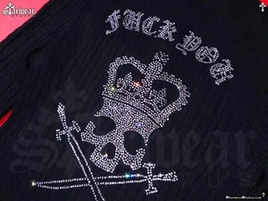 🔥A&G Cashmere X Chrome Hearts Sweater Cardigan Jacket Swarovski Crystal Skull! - Picture 1 of 17