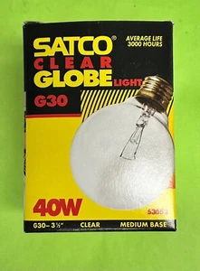 40 G30 CLEAR ROUND NIGHT LIGHT BULB 3-1/2" DIAMETER - Picture 1 of 2