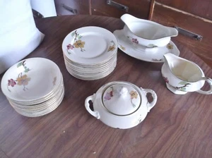 24 tlg Set antikes Porzellan China, AMC Auguste Mouzin, Germany Goldrand - Bild 1 von 8