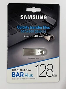 NEW SAMSUNG BAR Plus 128GB USB 3.1 Flash Drive  Champagne Silver MUF-128BE3/AM - Afbeelding 1 van 3