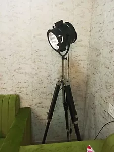 Handmade Black Floor Lamp With Adjustable Tripod Marine Studio Searchlight Decor - Picture 1 of 5