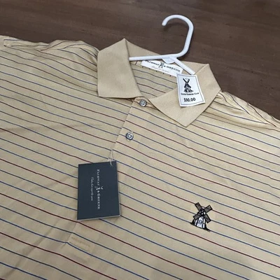 Fairway & Greene Polo Shirt Mens Large Yellow Stripe Oyster Harbors Golf Club - Image 1 of 4