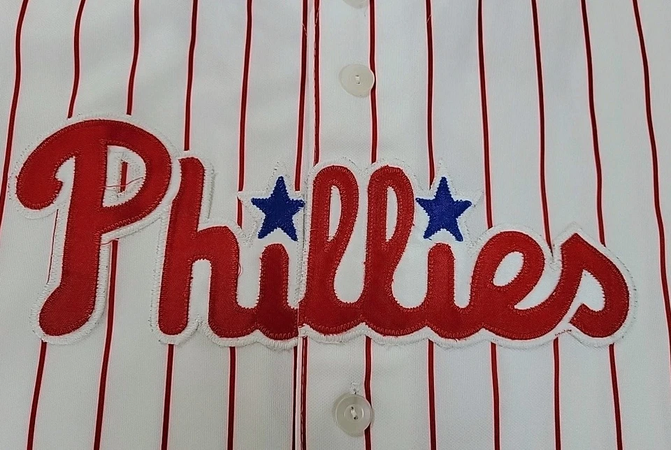 Футболка Philadelphia Phillies Ryan Howard Majestic White в тонкую полоску МОЛОДЕЖНАЯ - Изображение 1 из 4