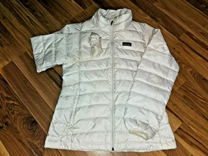 Kids Girls Patagonia Puffy Zip Up Jacket Coat Size M Medium 10 White - Picture 1 of 3