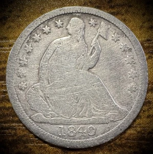 1840-P Seated Liberty Half Dime Silver Coin USA Obsolete Denomination - Picture 1 of 3