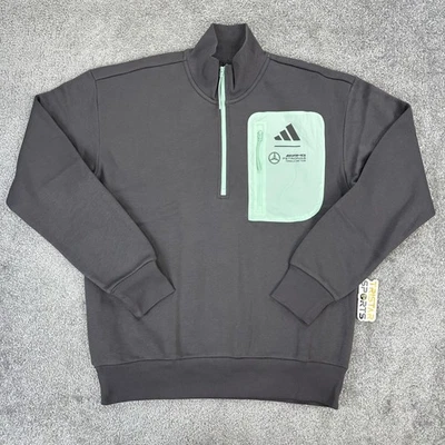 Толстовка мужская Mercedes AMG Petronas большая серая F1 гоночная четверть квадратного ярда на молнии Adidas - Изображение 1 из 4