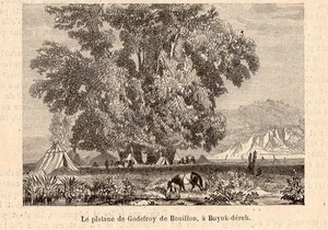 TURQUIE PLATANE DE GODEFROY DE BOUILLON BUYUK DEREH IMAGE 1880 TURKEY OLD PRINT - Imagen 1 de 1
