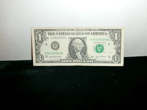 $1 Dollar Bill 2003A Miscut Misaligned Fancy Note H04030020B Circulated Note - Picture 1 of 4