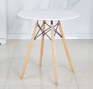 60cm Eiffel Retro Dining Table Solid Wood Legs Plastic Top Office Lounge - Picture 1 of 1