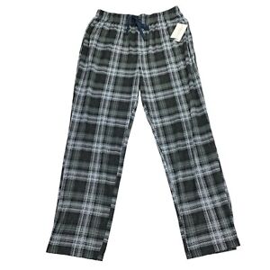 Perry Ellis Mens Windowpane Plaid Knit Pajama Pants Black White L