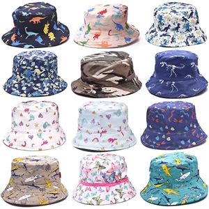 Childrens Summer Bucket Bush Hat Sun Protection Boys Girls Kids Baby Patterned - Picture 1 of 35