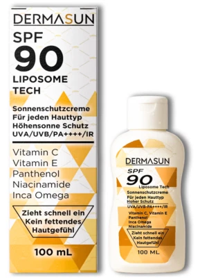 DermaSun® 100mL Sunscreen Face SPF 90 Vitamin C/E Anti Age Makeup Day Cream - Image 1 of 4