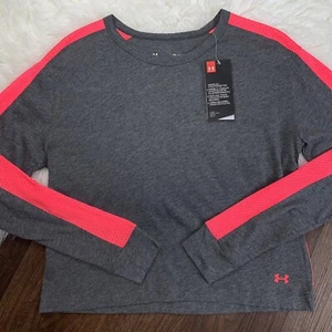 Under Armour Damen-Sportoberteil Small lockere Passform atmungsaktiv grau neonpink neu mit Etikett  - Bild 1 von 14