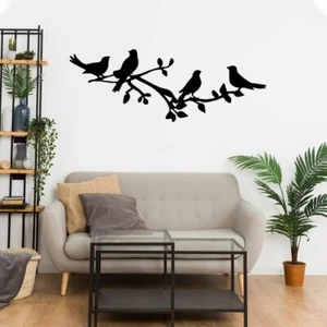 Birds on Branch Metal Wall Art Decor Metal Wall Hanging Sign for Living Room - Picture 1 of 5