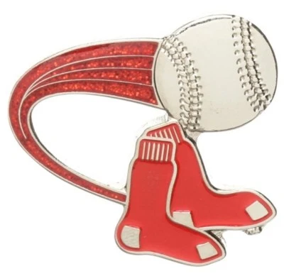 Broche esportivo Boston Red Sox MLB beisebol glitter trilha design licenciado pela Aminco - Imagem 1 de 2
