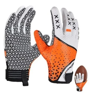 Youth Football Gloves-Kids Football Receiver Gloves Youth X-Small Orange&White - Picture 1 of 7