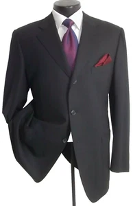 / Ermenegildo Zegna Solid Black 3Button Wool Blend Blazer Jacket Coat 42 R - Picture 1 of 9