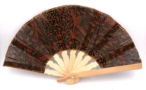 Éventail en Bambou Tissu Batik et Bois Sac à Main Artisanat Java Karawang - Imagen 1 de 1