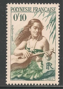 Polinesia Francesa #182 (A24) VF MINT VLH - 1958 10c Chica tocando la guitarra - Imagen 1 de 1