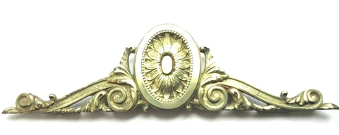 French pediment Napoleon III gilded bronze carved acanthus, flower in medallion Cover