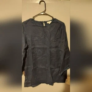 J.Jill Love Leinen Tunika Top Gr. S Schlitz ausgestellte Ärmel ausgefranster Saum Strand Küste - Bild 1 von 8